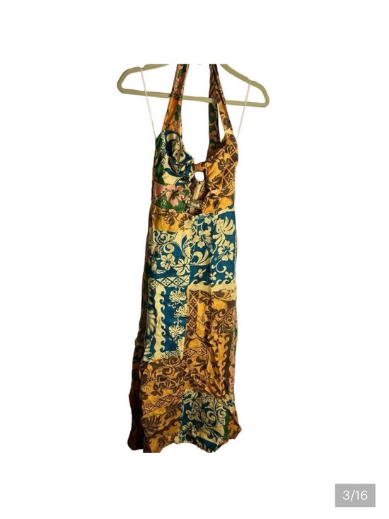 Alemais Dresses & Skirts - Alemais Archie Halter Maxi Dress WMNS 2 Floral Print Patchwork Linen Smocked NEW